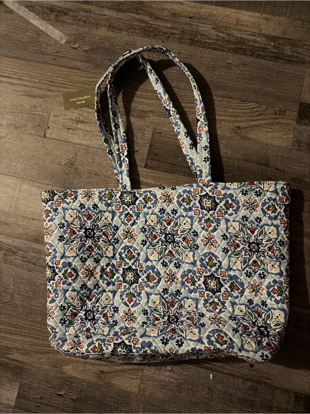 Vera Bradley Light Blue Quilted Floral Medallion Tote